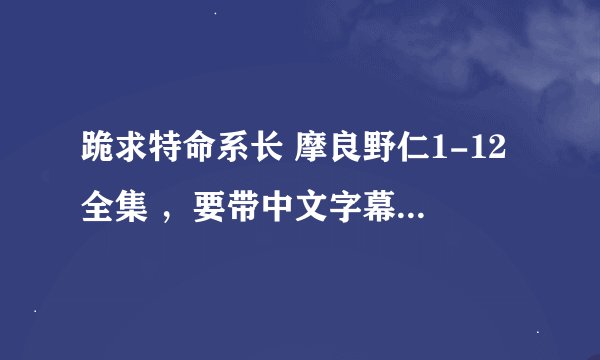 跪求特命系长 摩良野仁1-12全集 ，要带中文字幕的。不要电驴下载的，迅雷和快播都行