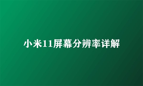 小米11屏幕分辨率详解