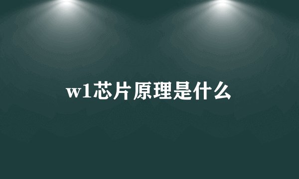 w1芯片原理是什么