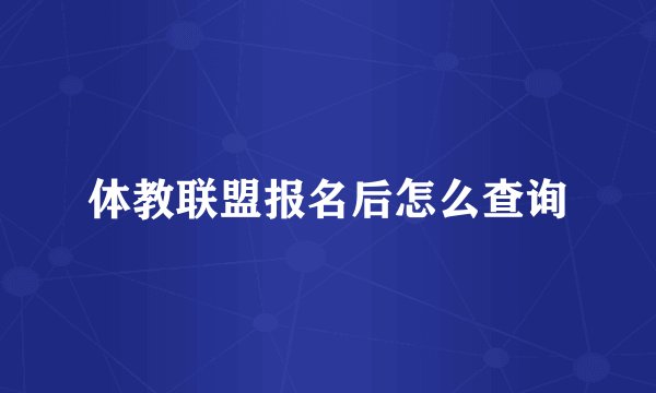 体教联盟报名后怎么查询