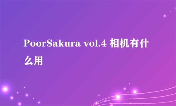 PoorSakura vol.4 相机有什么用