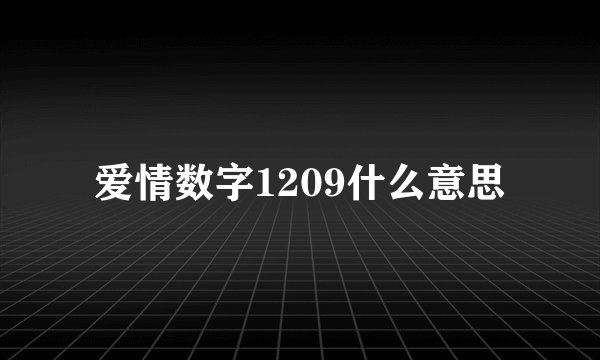 爱情数字1209什么意思