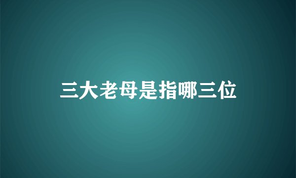 三大老母是指哪三位