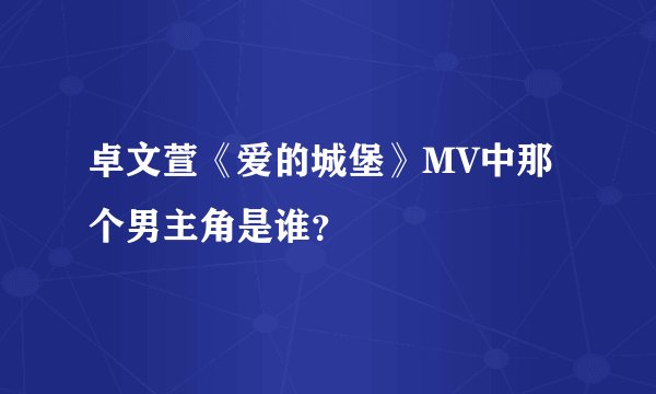 卓文萱《爱的城堡》MV中那个男主角是谁？
