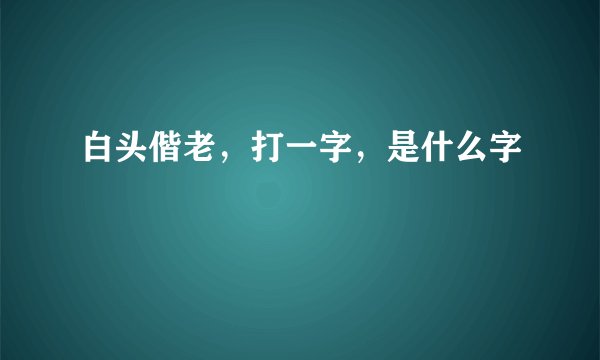 白头偕老，打一字，是什么字