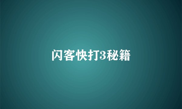 闪客快打3秘籍