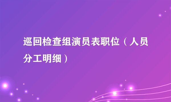巡回检查组演员表职位（人员分工明细）