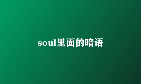 soul里面的暗语