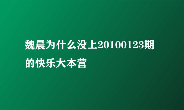 魏晨为什么没上20100123期的快乐大本营