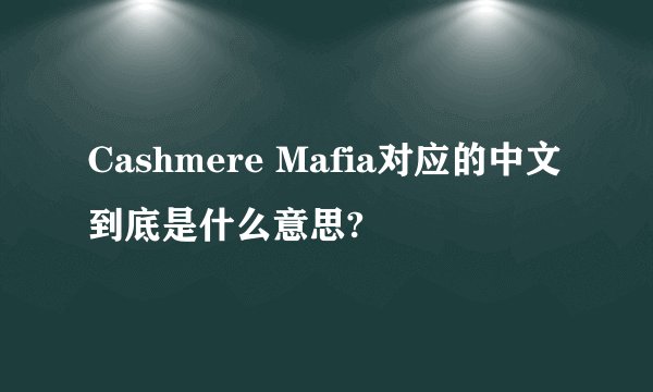 Cashmere Mafia对应的中文到底是什么意思?