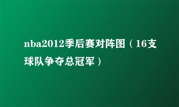 nba2012季后赛对阵图（16支球队争夺总冠军）