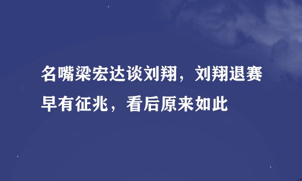 名嘴梁宏达谈刘翔，刘翔退赛早有征兆，看后原来如此