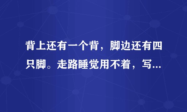 背上还有一个背，脚边还有四只脚。走路睡觉用不着，写字画画要它帮，猜谜语，猜F是什么生肖