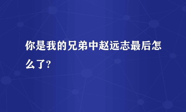 你是我的兄弟中赵远志最后怎么了?