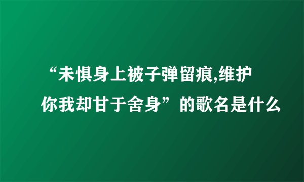 “未惧身上被子弹留痕,维护你我却甘于舍身”的歌名是什么