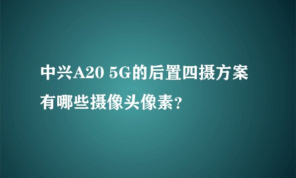 中兴A20 5G的后置四摄方案有哪些摄像头像素？