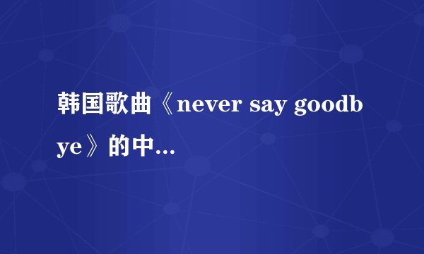 韩国歌曲《never say goodbye》的中文歌词是什么?