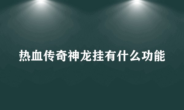 热血传奇神龙挂有什么功能
