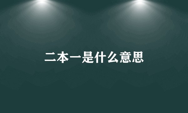 二本一是什么意思