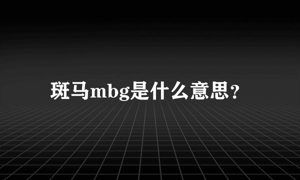 斑马mbg是什么意思？