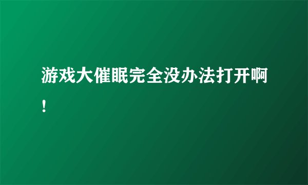 游戏大催眠完全没办法打开啊!