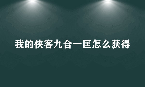 我的侠客九合一匡怎么获得
