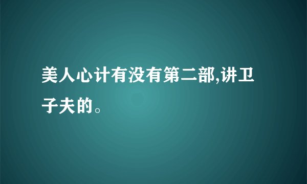 美人心计有没有第二部,讲卫子夫的。