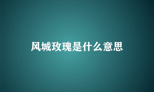 风城玫瑰是什么意思