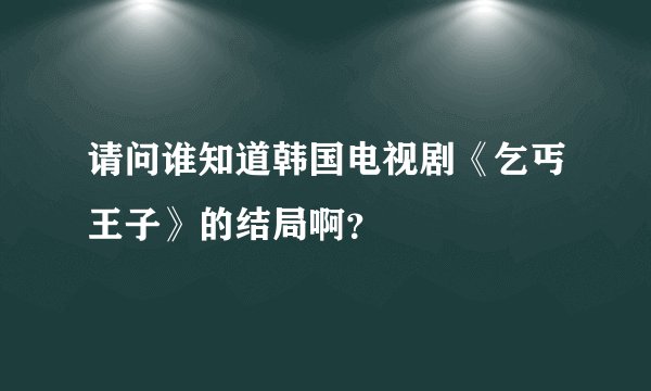 请问谁知道韩国电视剧《乞丐王子》的结局啊？