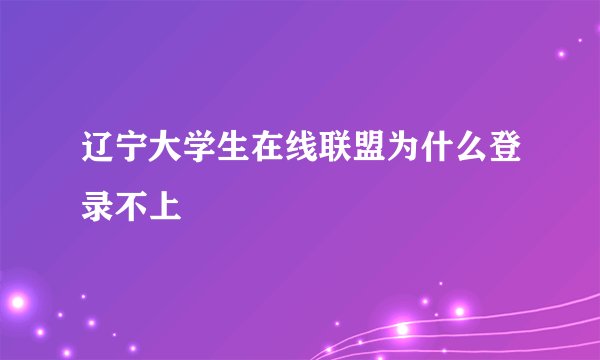 辽宁大学生在线联盟为什么登录不上