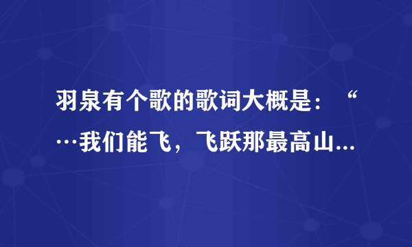 羽泉有个歌的歌词大概是：“…我们能飞，飞跃那最高山岗，…”这是个什么歌来着？熟悉的请帮忙说下