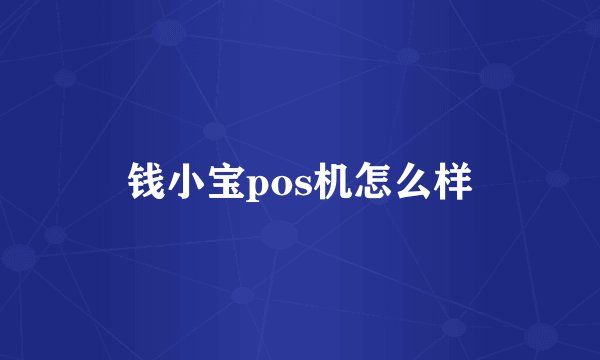 钱小宝pos机怎么样