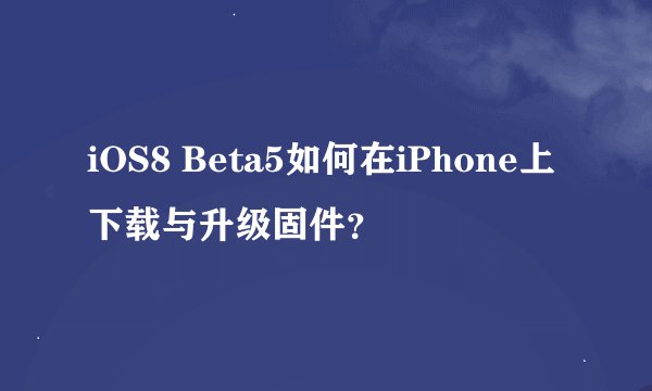 iOS8 Beta5如何在iPhone上下载与升级固件？