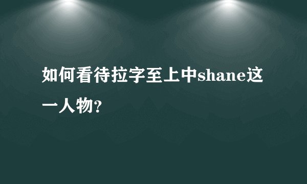 如何看待拉字至上中shane这一人物？