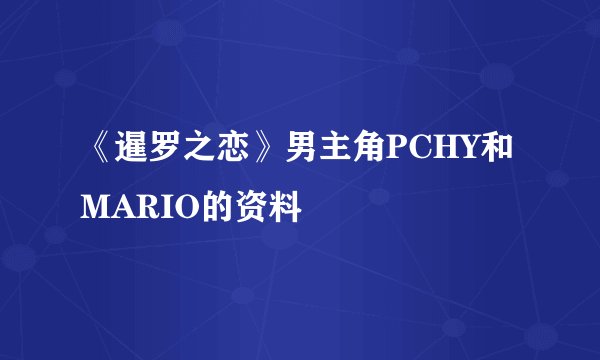 《暹罗之恋》男主角PCHY和MARIO的资料