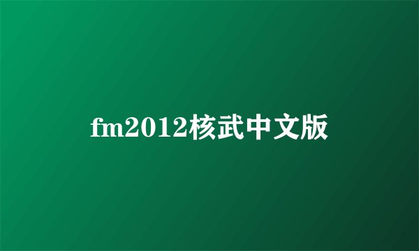 fm2012核武中文版