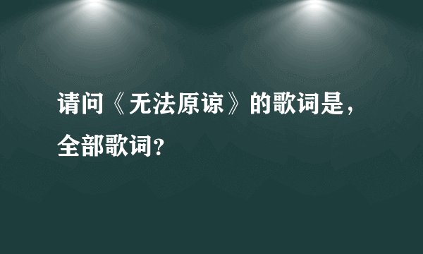 请问《无法原谅》的歌词是，全部歌词？
