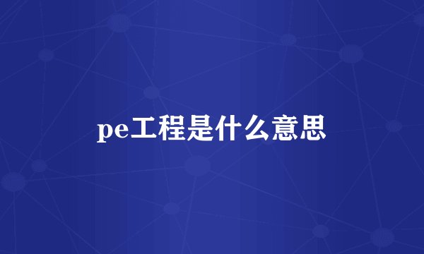 pe工程是什么意思