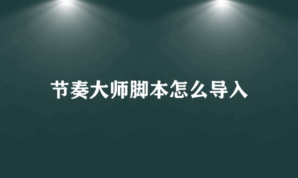 节奏大师脚本怎么导入