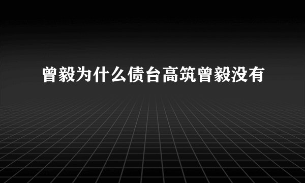 曾毅为什么债台高筑曾毅没有