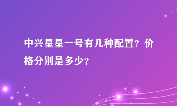 中兴星星一号有几种配置？价格分别是多少？