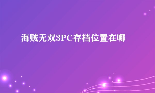 海贼无双3PC存档位置在哪