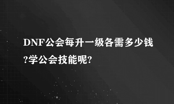 DNF公会每升一级各需多少钱?学公会技能呢?