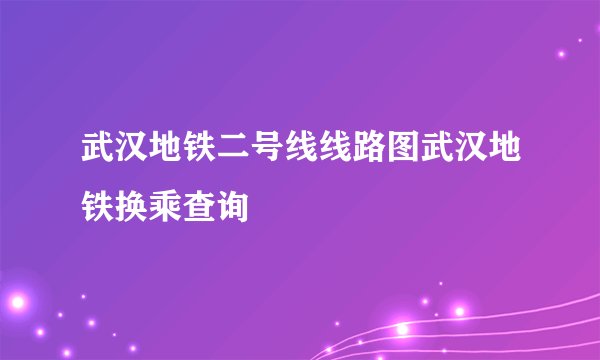 武汉地铁二号线线路图武汉地铁换乘查询