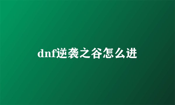 dnf逆袭之谷怎么进