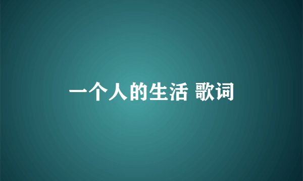 一个人的生活 歌词