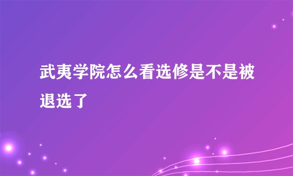 武夷学院怎么看选修是不是被退选了