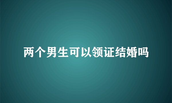 两个男生可以领证结婚吗