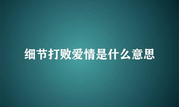 细节打败爱情是什么意思