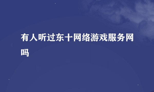 有人听过东十网络游戏服务网吗